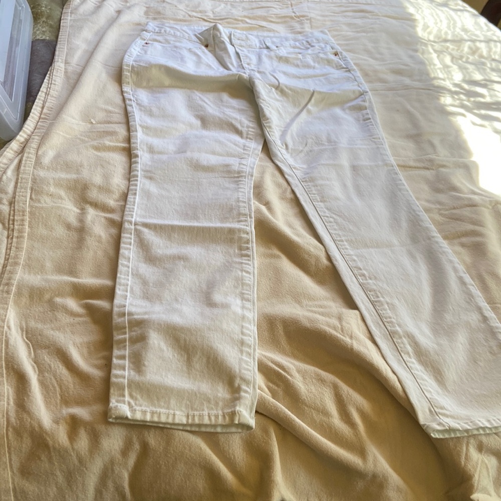 White cotton jeans, straight leg